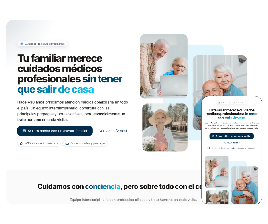 Mockup de Cuidados domiciliarios