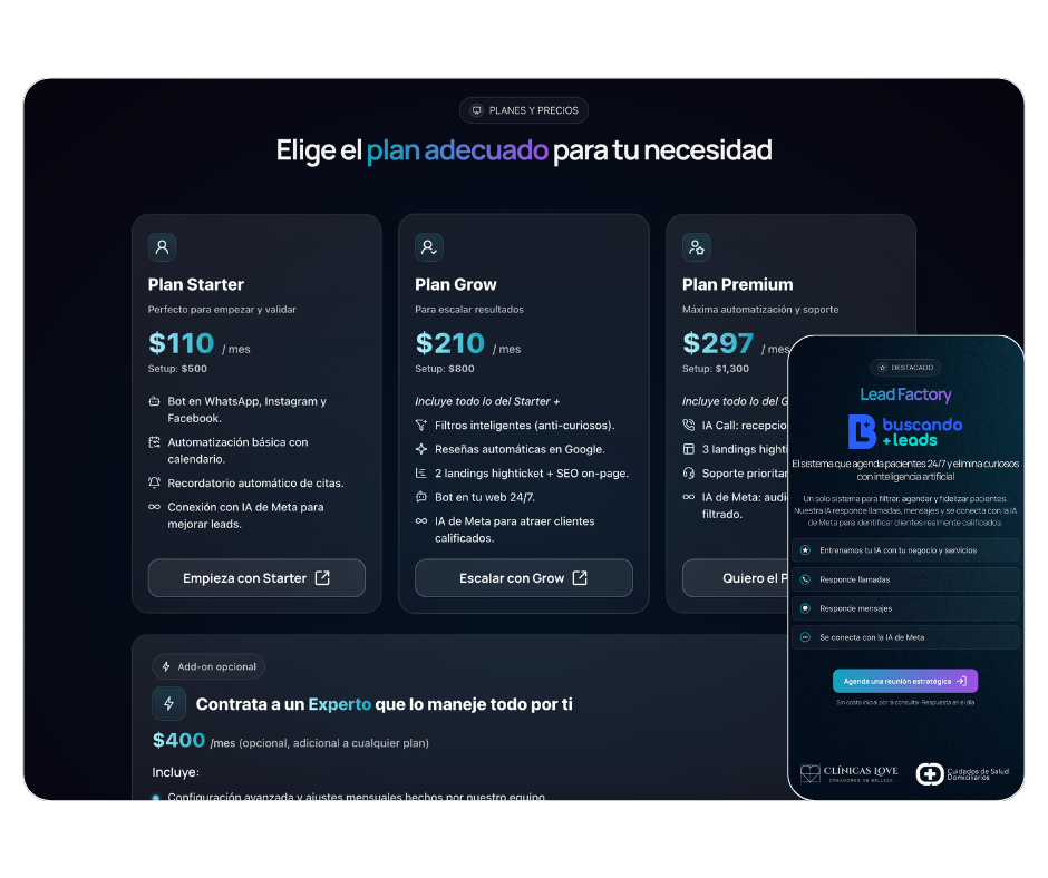 Mockup de Lead Factory