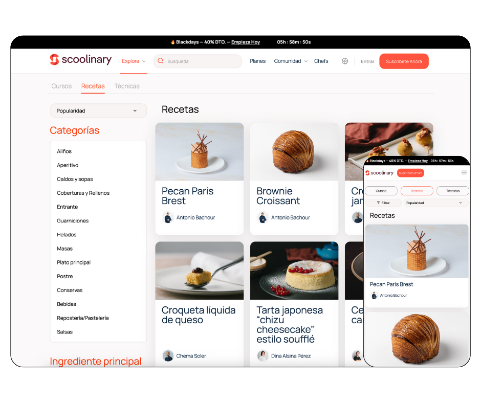 Mockup de Recetas Scoolinary